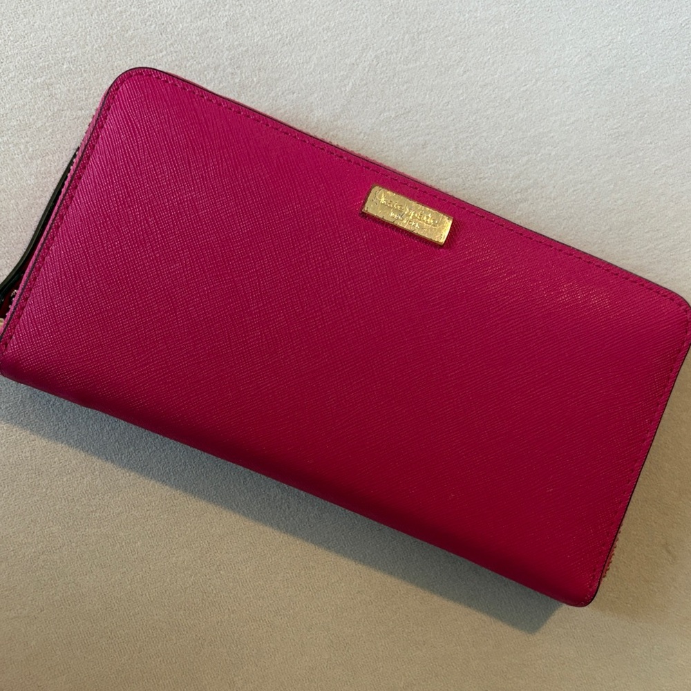 Kate Spade Fuchsia Wallet with Gold Accent